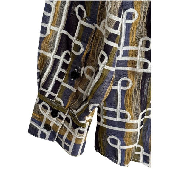 Jhane Barnes Mens XL Multicolor Long Sleeve Button Up Shirt Woven Abstract - Picture 7 of 10
